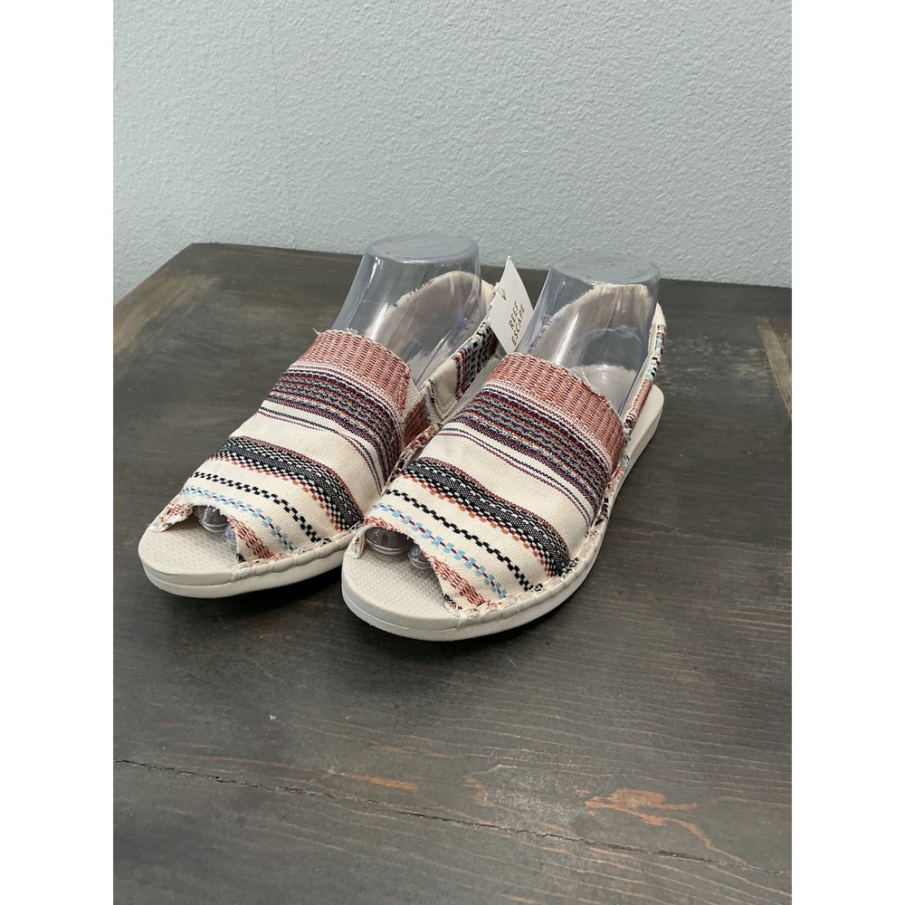 NWT Reef Escape Sling TX Sandals Natural Stripes Canvas Slip On Size 6.5